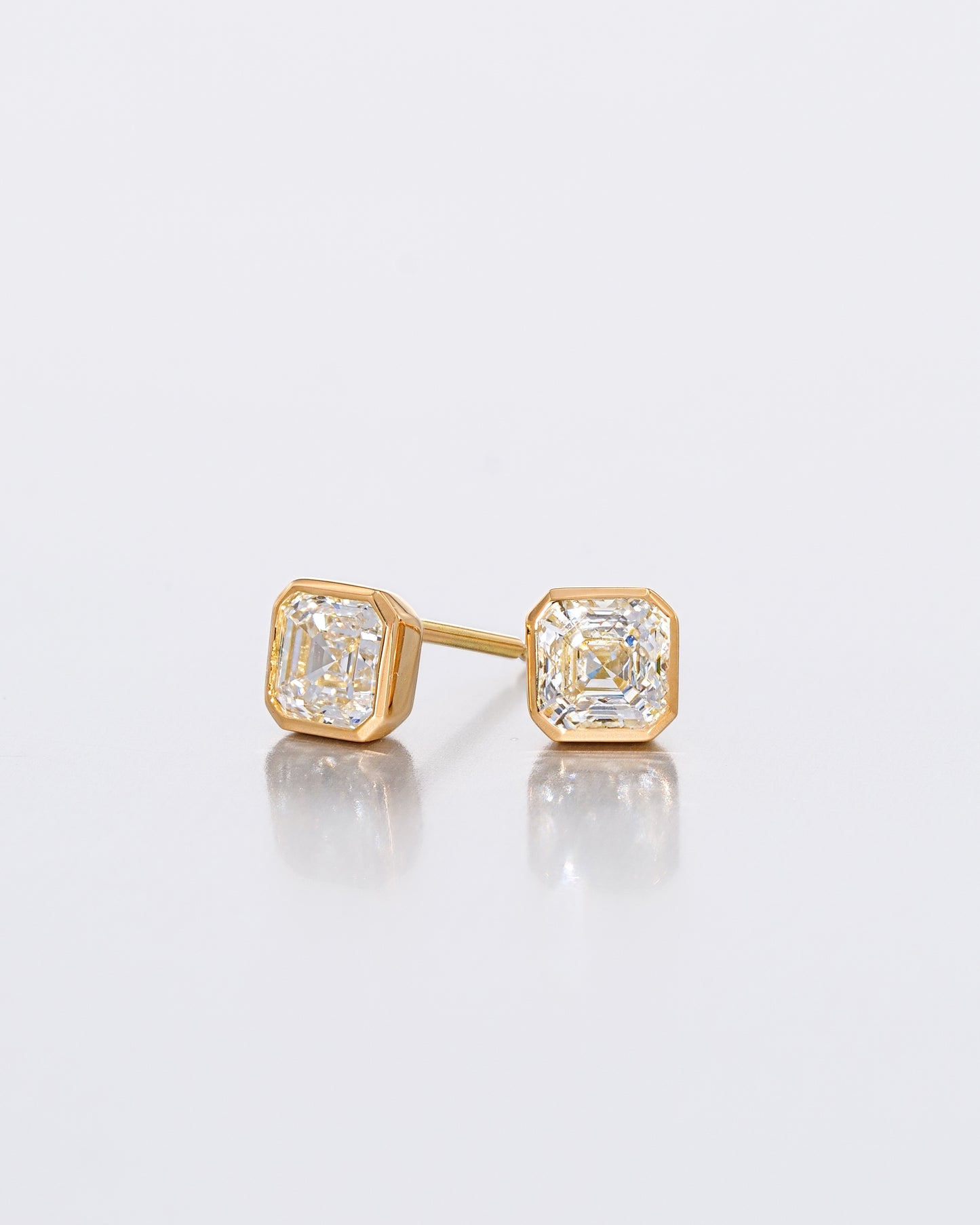 Asscher Bezel Stud Earrings