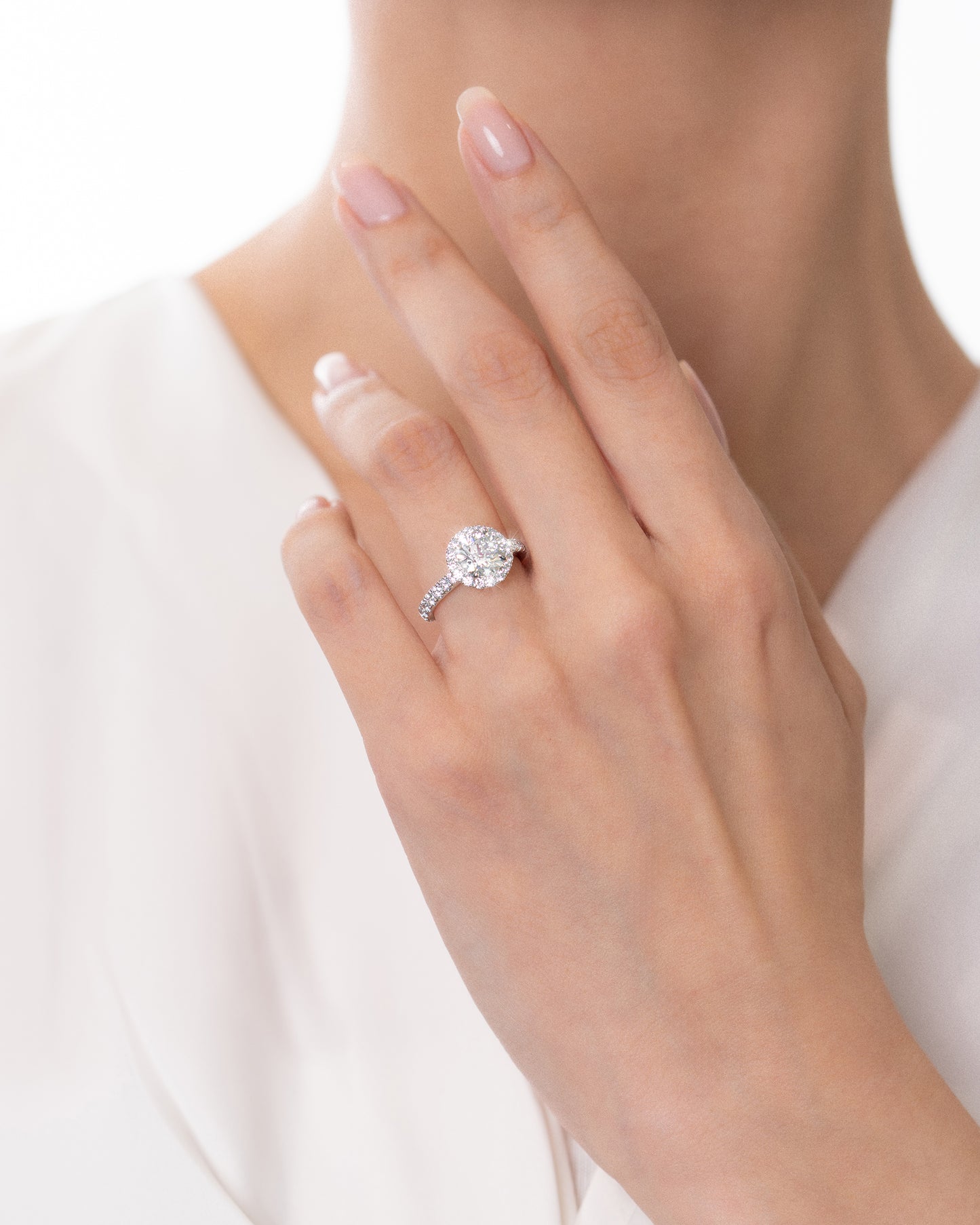 Round Halo Pave Band