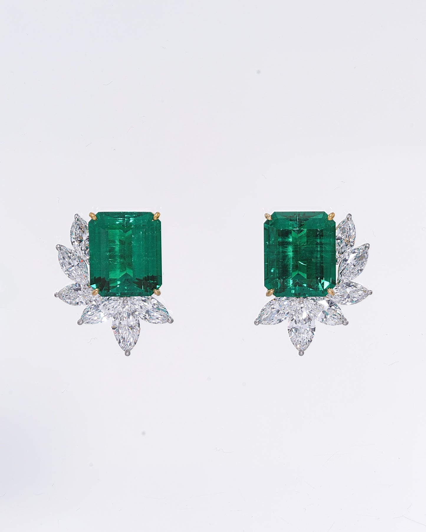 Green Emerald Cluster Earrings