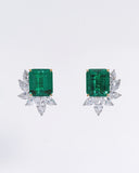 Green Emerald Cluster Earrings