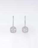 Cushion Halo Drop Earrings