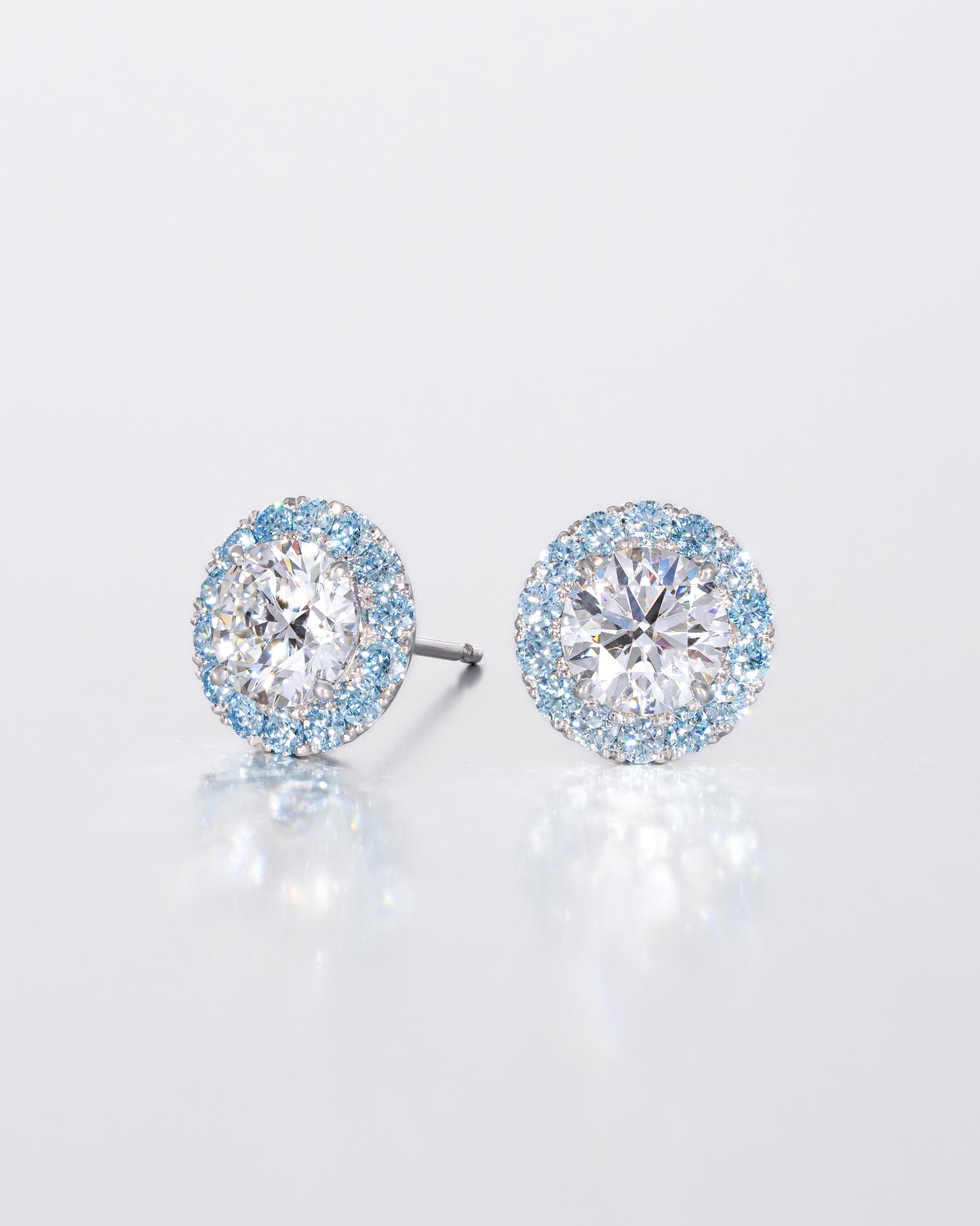 Blue Halo Stud Earrings