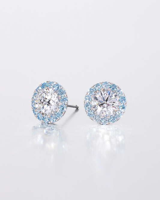 Blue Halo Stud Earrings