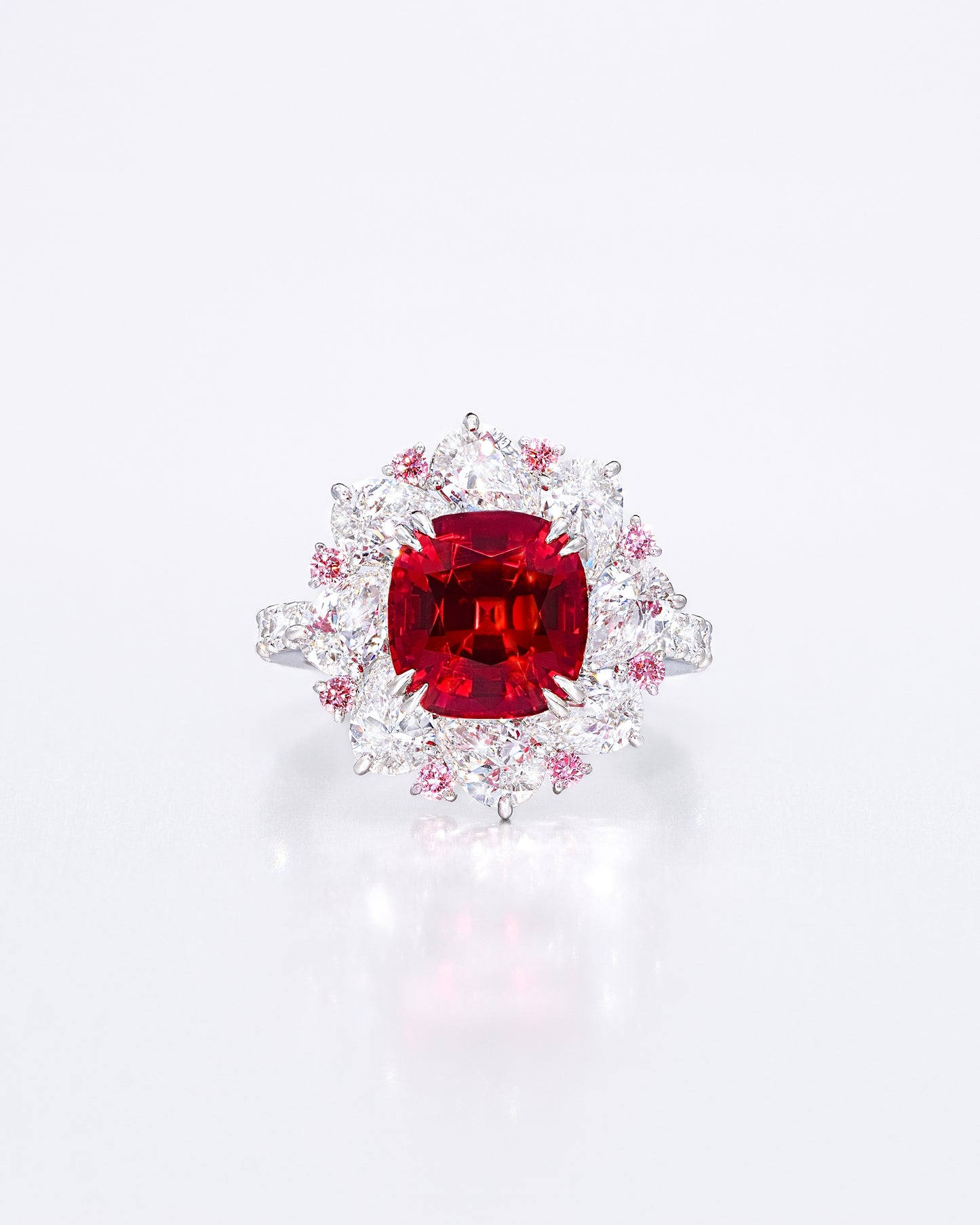 Ruby Pink Halo Ring