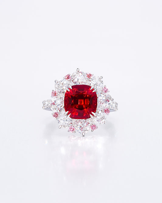 Ruby Pink Halo Ring