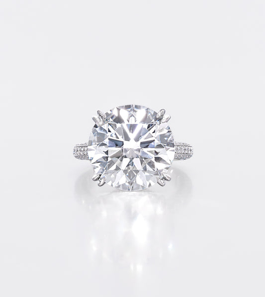 Round Brilliant Triple Pavé Ring