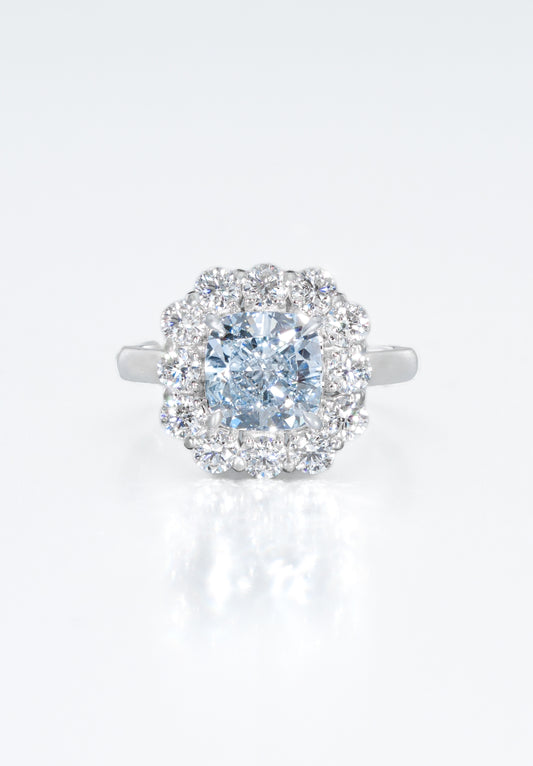 Fancy Blue Halo Ring