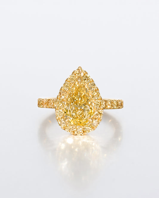 Yellow Pear Shape Halo