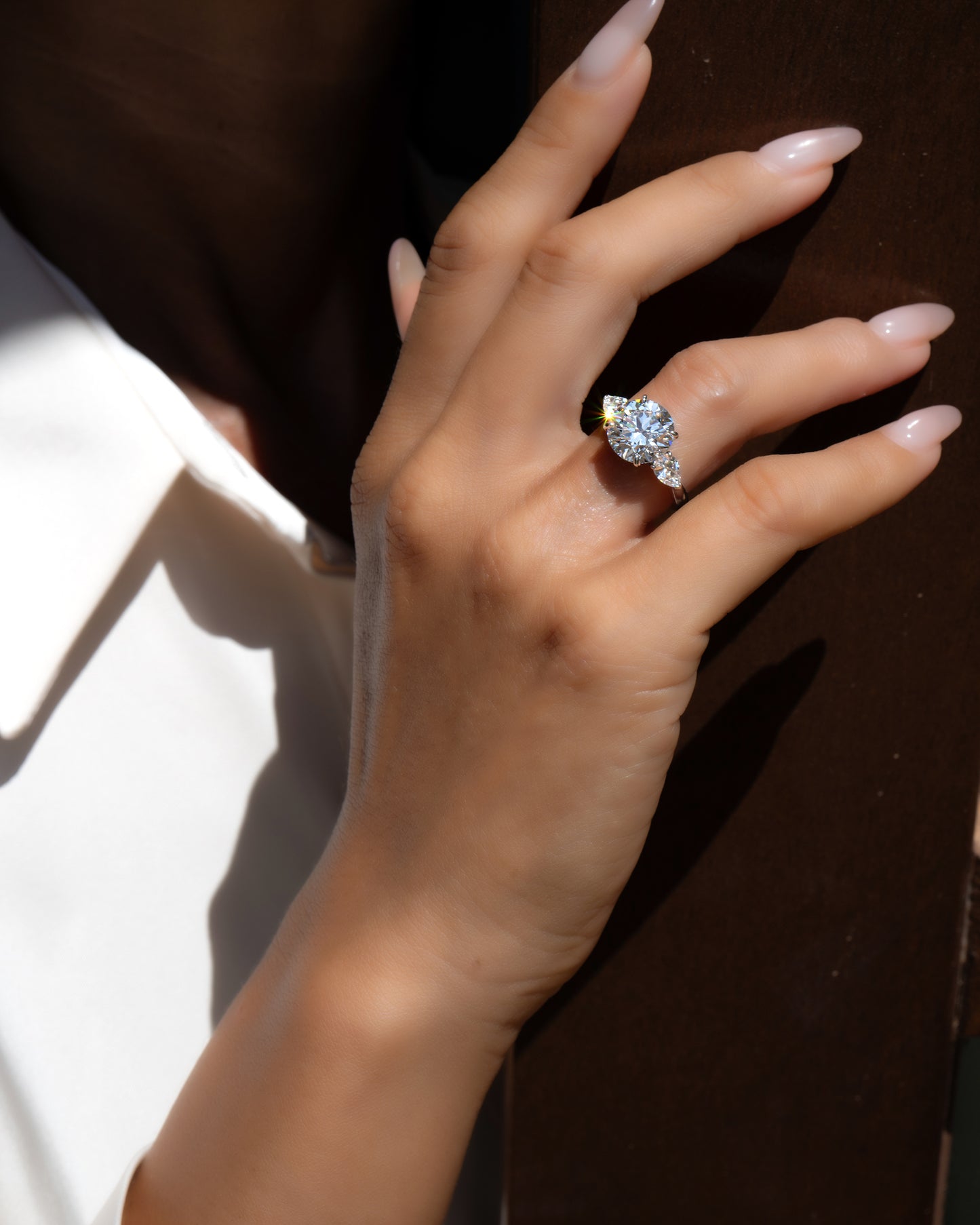 Round Side Pear Ring