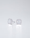 Asscher Halo Stud Earrings