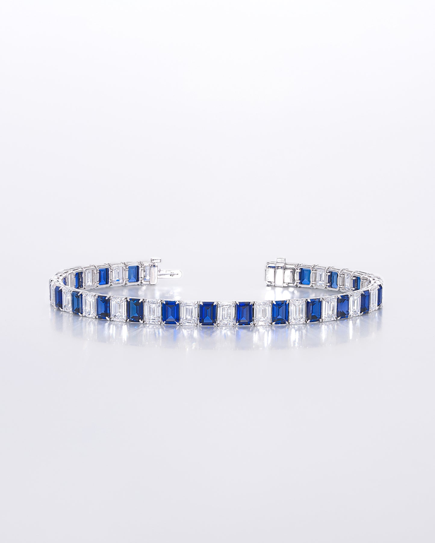 Emerald Cut Sapphire and Diamond Bracelet