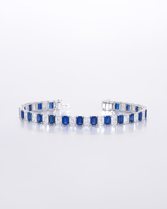 Emerald Cut Sapphire and Diamond Bracelet