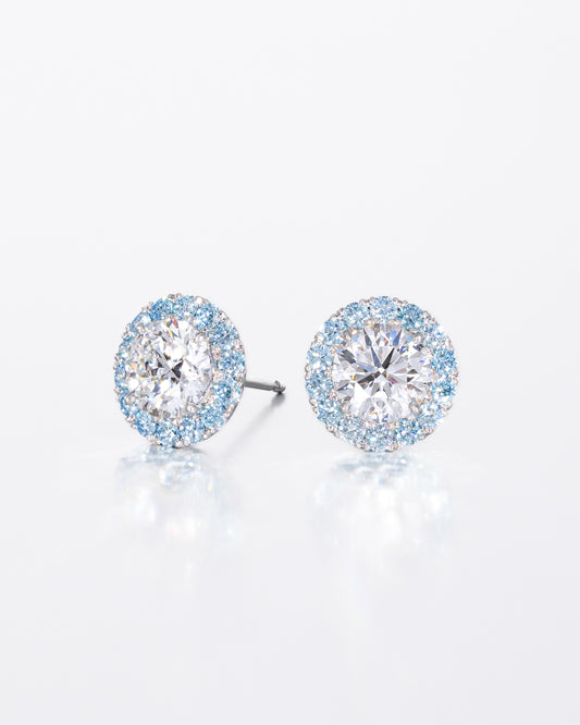 Blue Halo Stud Earrings