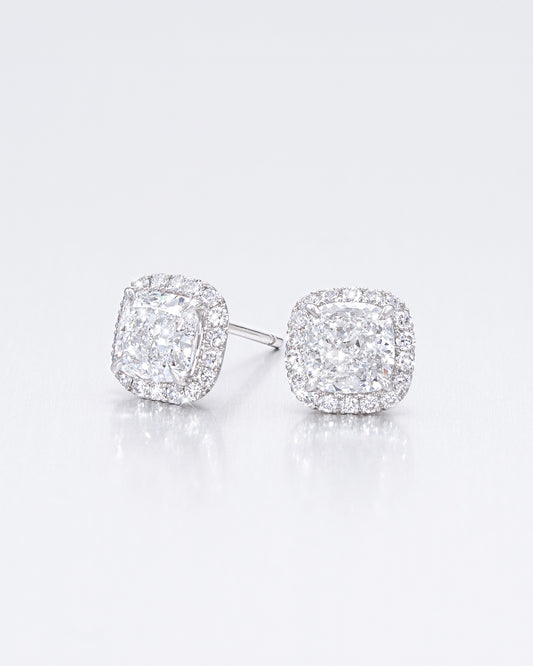Cushion Halo Stud Earrings