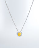 Vivid Yellow Cushion Halo Necklace