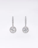 Round Halo Drop Earrings