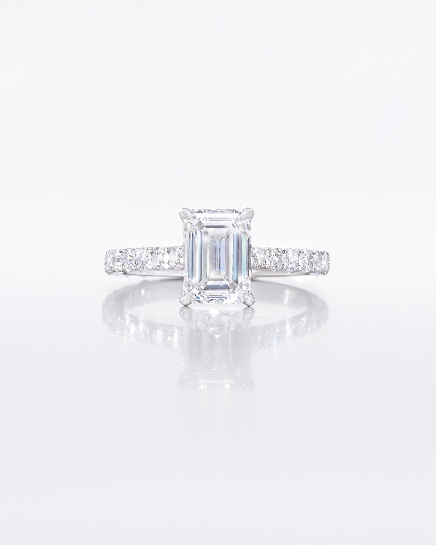 Emerald Shape Pave Ring