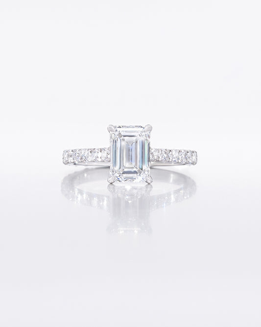 Emerald Shape Pave Ring