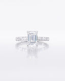 Emerald Shape Pave Ring