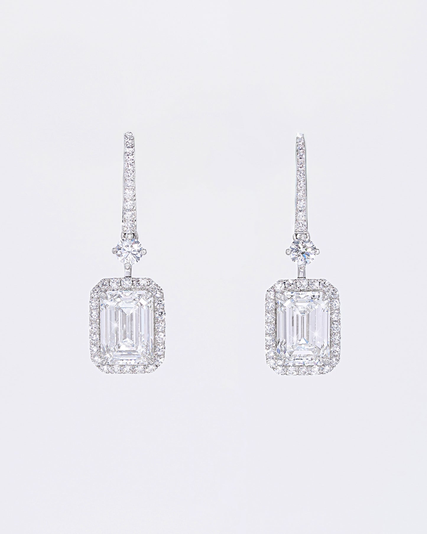 Emerald Halo Drop Earrings