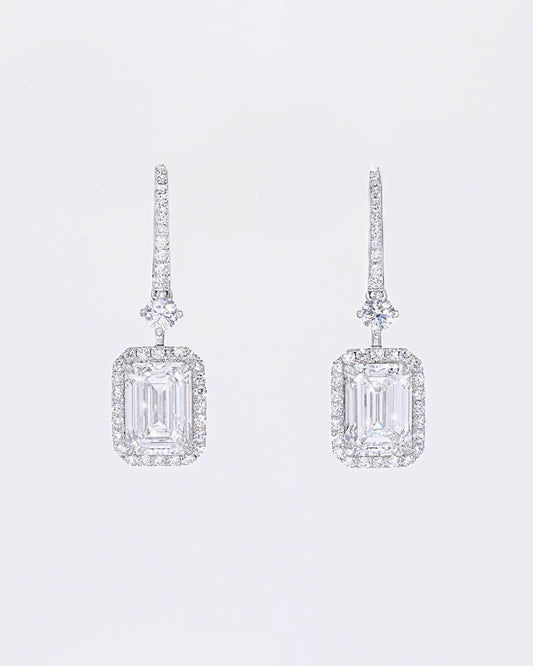 Emerald Halo Drop Earrings