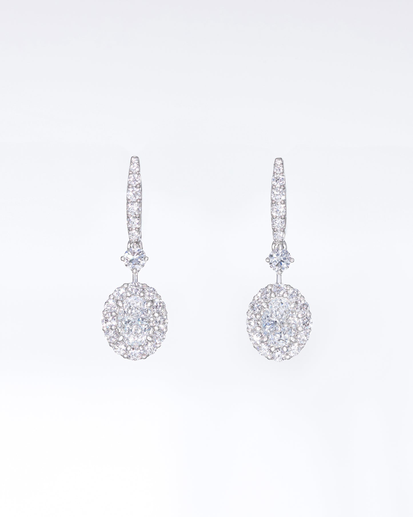 Oval Halo Drop Earrings