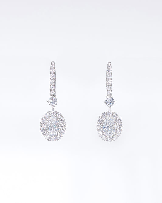 Oval Halo Drop Earrings