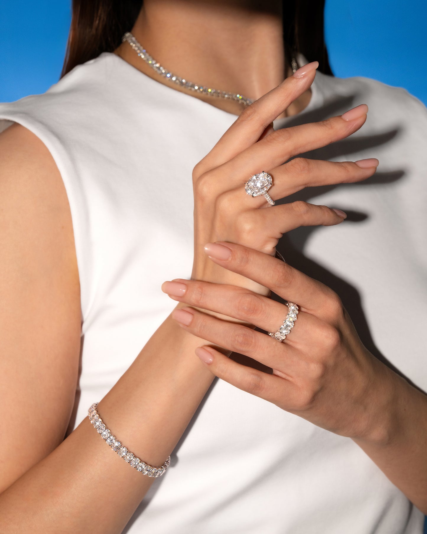 Oval Hidden Halo Ring