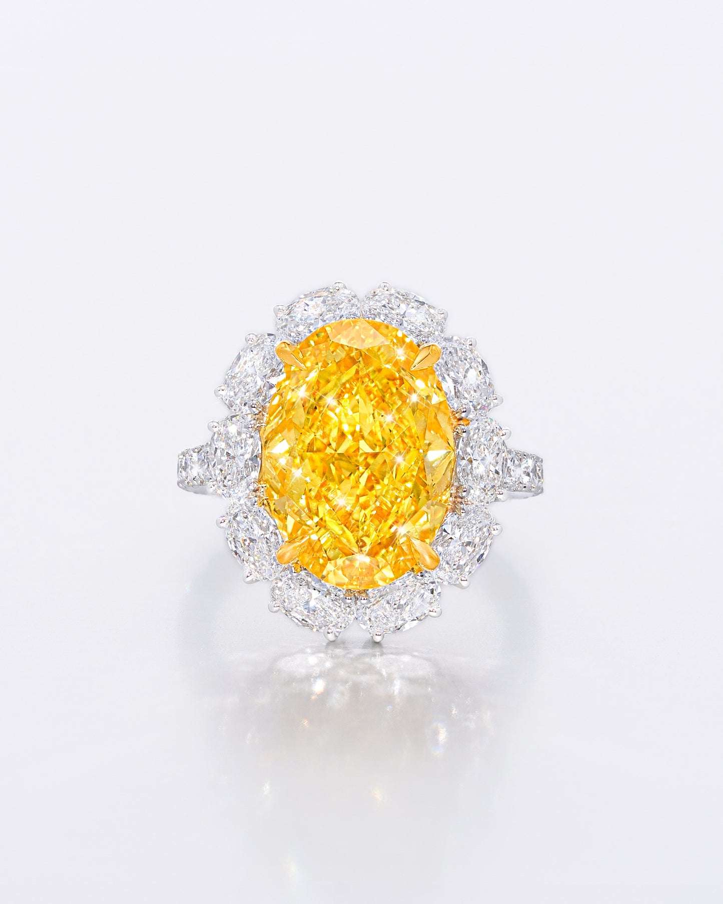 Golden Oval Halo Ring
