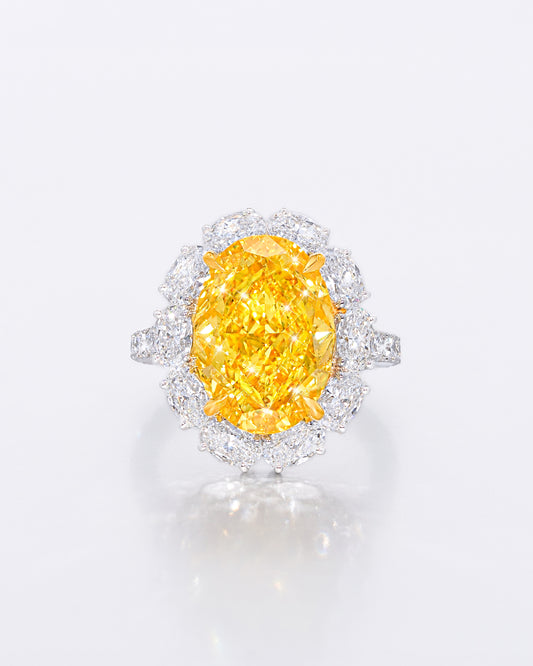 Golden Oval Halo Ring