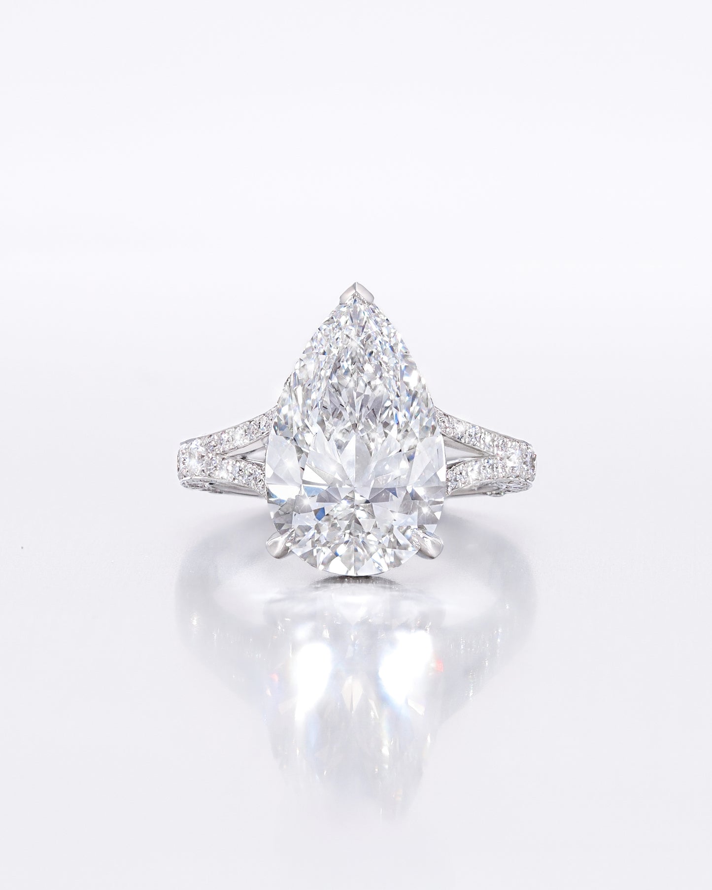 Pear Shape Hidden Halo Ring