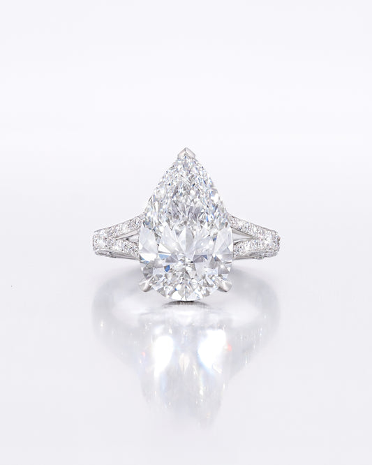 Pear Shape Hidden Halo Ring