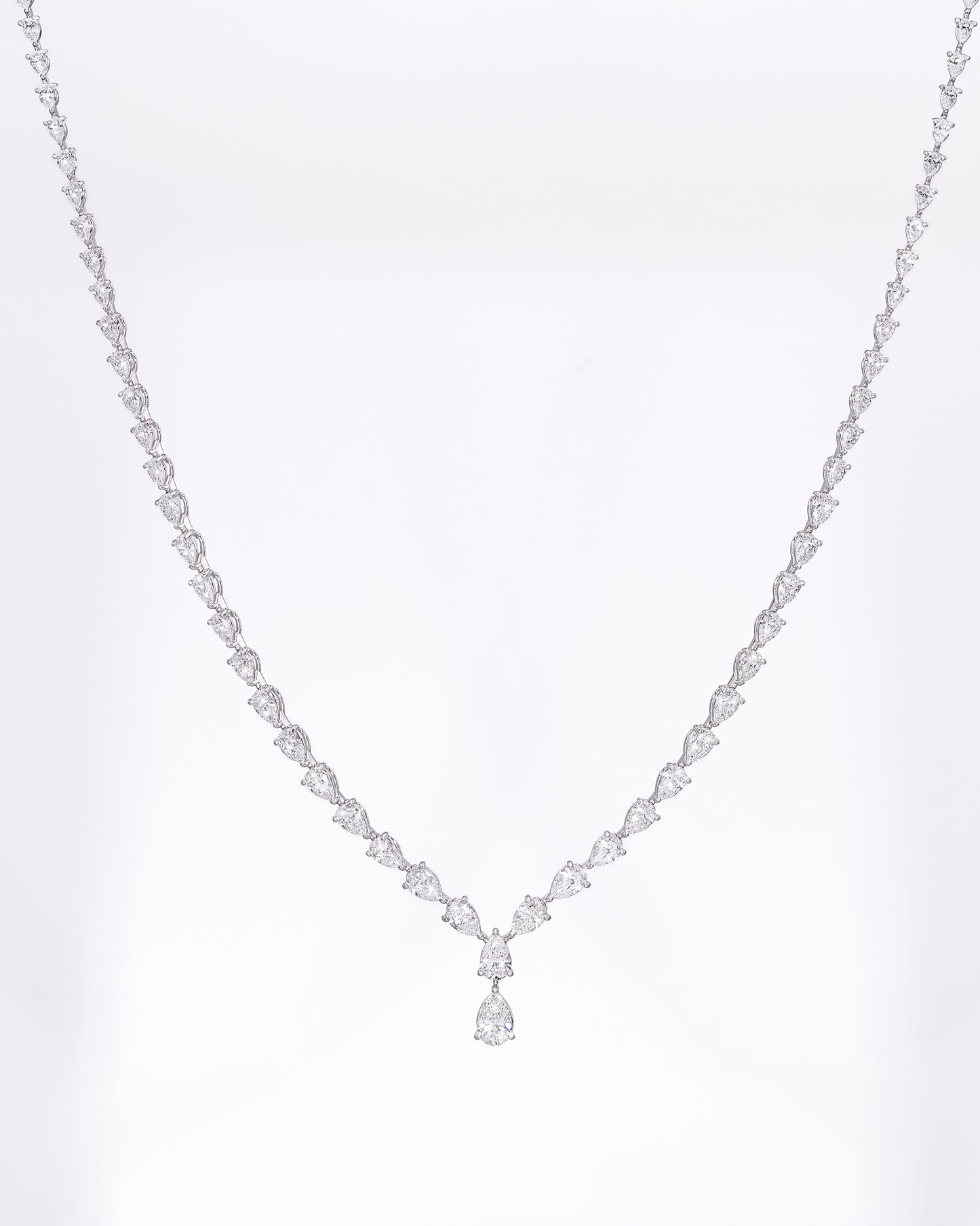 Pear Shape Drop Tennis Necklace