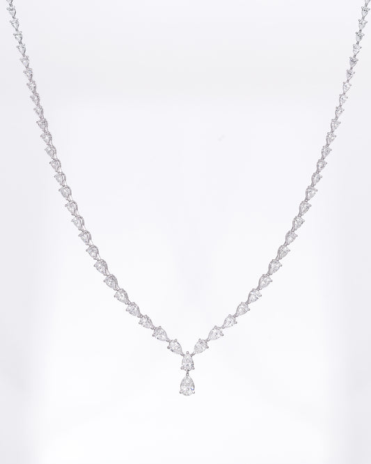 Pear Shape Drop Tennis Necklace