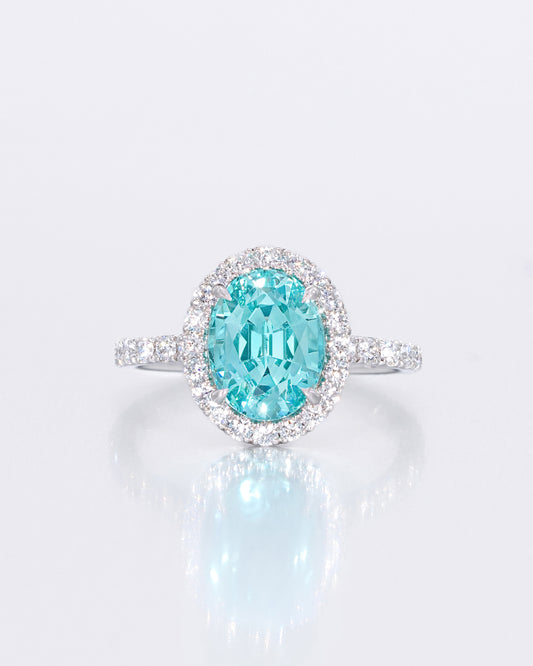 Praiba color Halo Ring