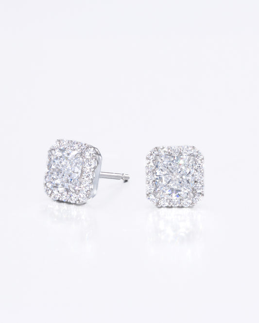 Radiant Halo Stud Earrings