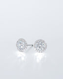 Round Pave Halo Stud Earrings