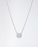 Round Pave Halo Necklace