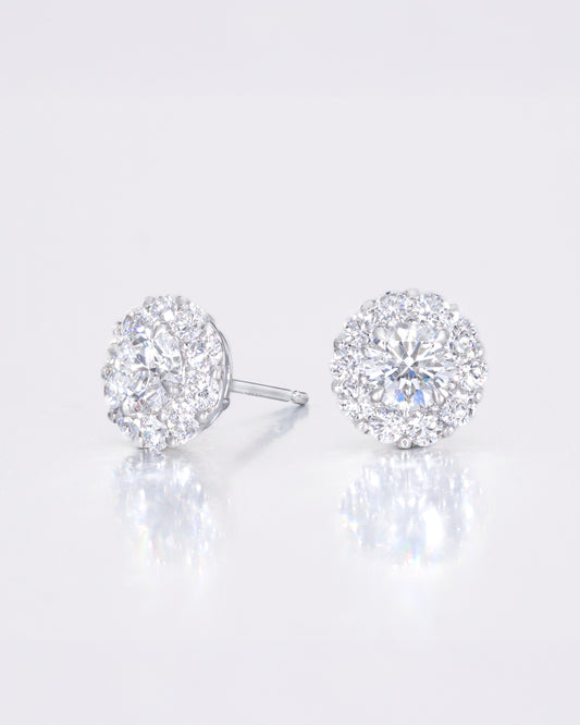 Round Halo Stud Earrings