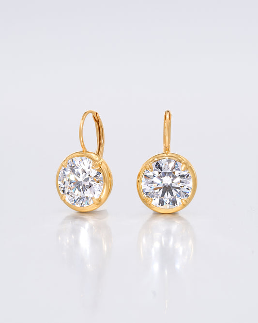 Round Bezel Solitaire Earrings