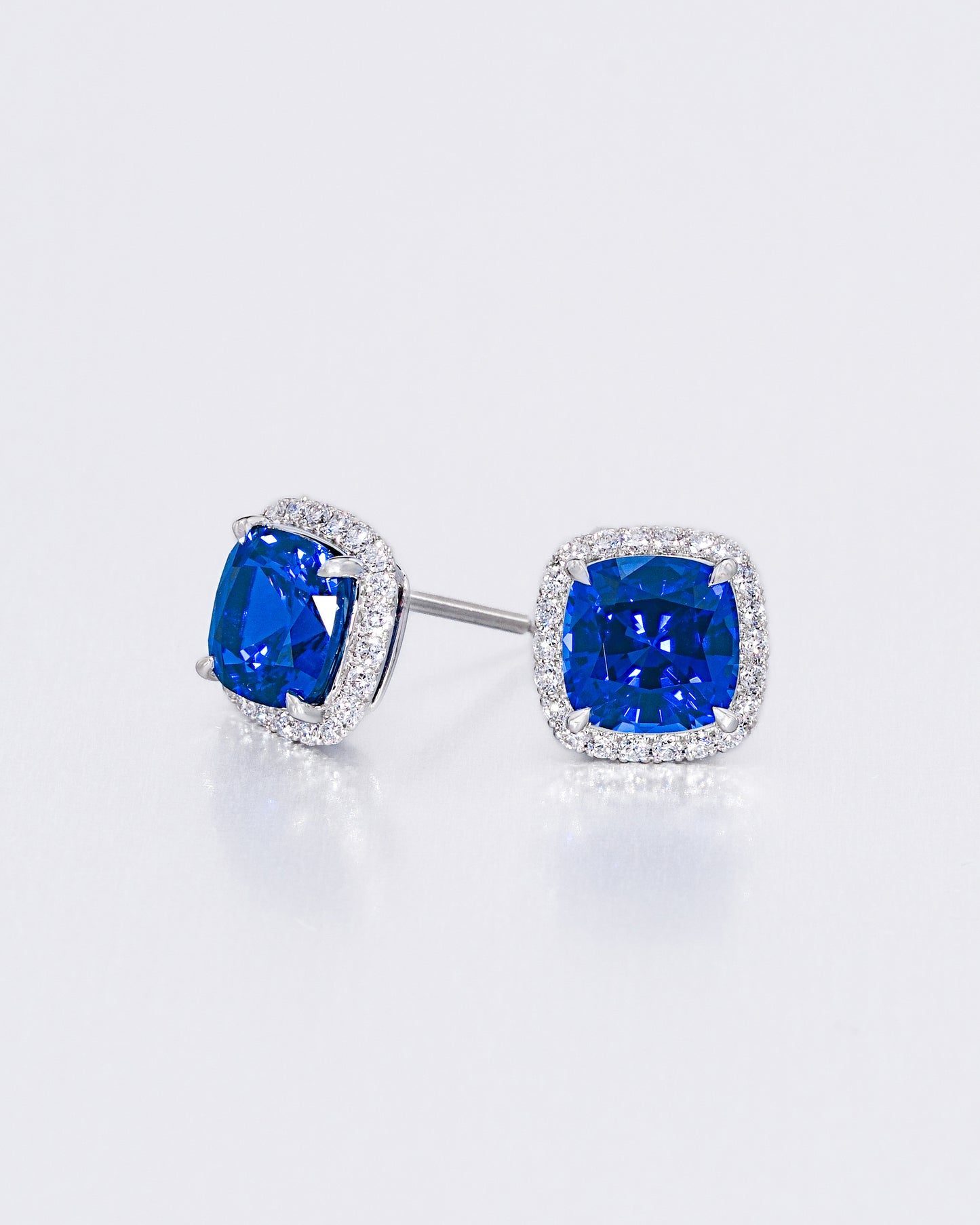 Sapphire Halo Stud Earrings