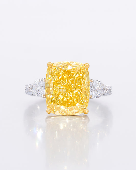 Yellow Cushion & Pear Side Ring