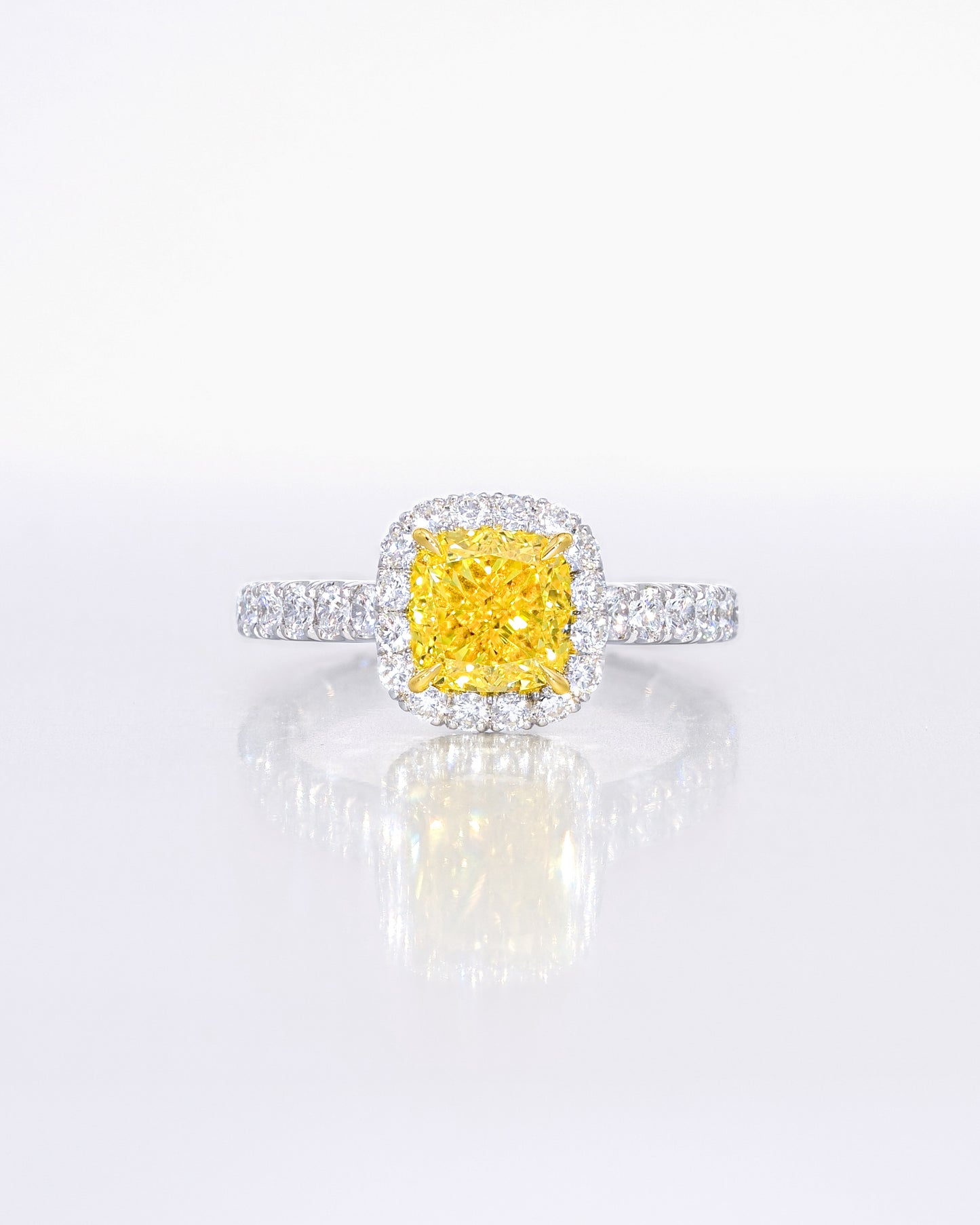 Yellow Cushion Halo Ring