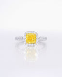 Yellow Cushion Halo Ring