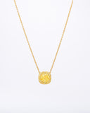 Yellow Cushion Halo Necklace