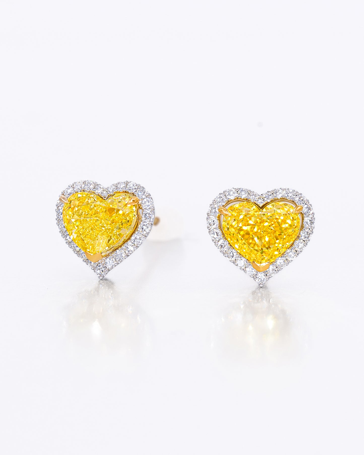 Yellow Heart Halo Stud Earrings