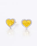 Yellow Heart Halo Stud Earrings