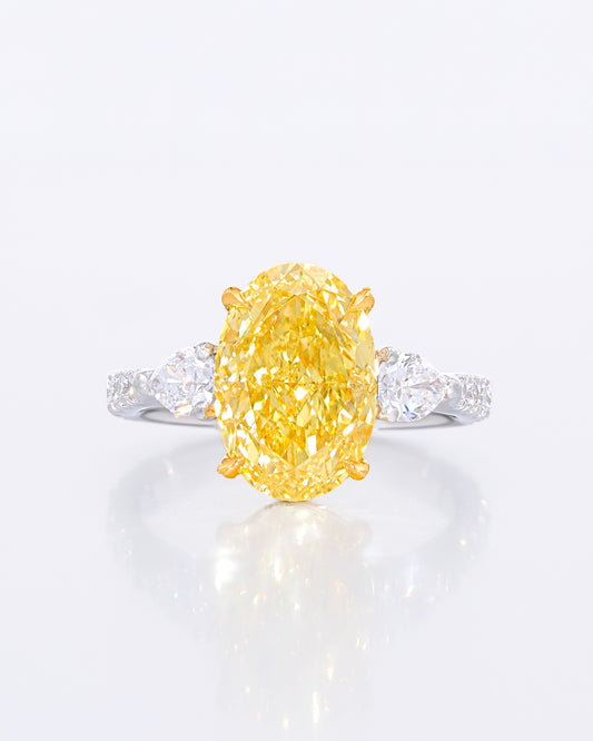 Yellow Oval & Pear Side Ring