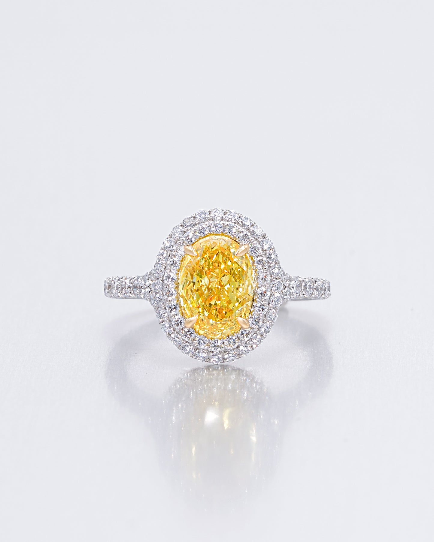 Yellow Oval Halo Ring
