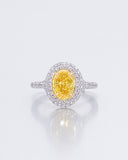 Yellow Oval Halo Ring